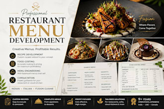 create a professional restaurant menu with recipes and food costing