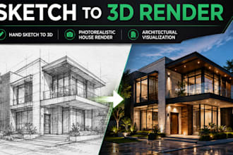 transform hand drawn house sketches into realistic 3d architectural modeling