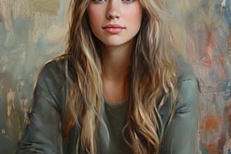 draw digital realistic oil portrait painting