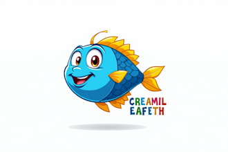 do unique awesome fish mascot logo design