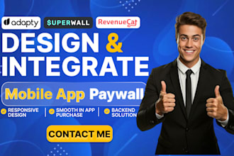 design and integrate revenuecat, superwall, adapty paywalls for app subscription