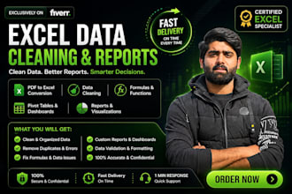 clean excel data,convert PDF to excel and build reports