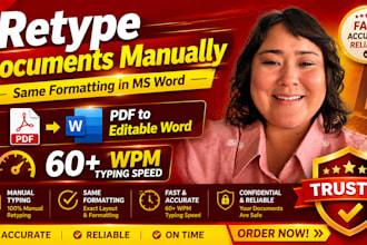 fast typing services, retype scanned documents, format ms word