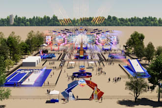 3d concert stage design,event arena,festival stage lightning,outdoor event venue