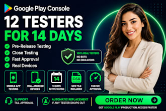 12 testers 20 testers for google play closed testing  for 14 days 12 app tester