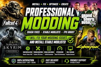 install, fix, optimize and create modlists for fallout 4, skyrim, gta v