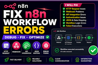 fix n8n workflow errors, debug http request issues and API integrations