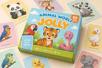 design custom educational kids learning card memory flash card box mockup design