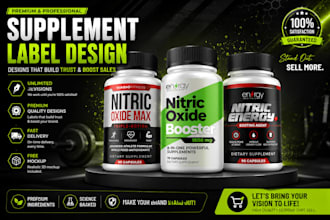 design premium supplement label and bottle packaging