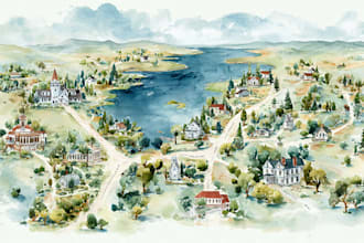 reate beautiful watercolor map illustration for books, travel and gifts