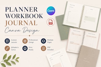 create company planner digital planner budget planner canva workbook PDF layout