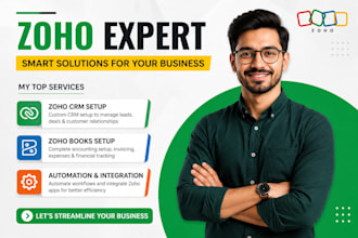 setup zoho CRM, zoho books, automation, integration and customization
