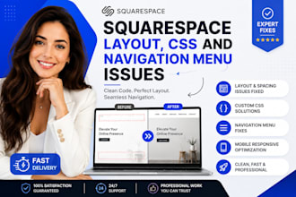 fix squarespace layout, CSS and navigation menu issues