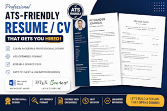 create an ats friendly resume, CV in word and latex