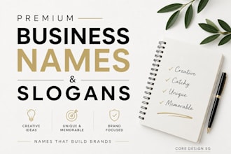 create unique business names, brand names and catchy slogans
