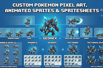 create custom pokemon pixel art, animated sprites and spritesheets