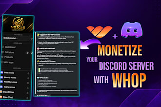 setup a paid discord server with whop subscription