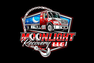 design automotive service logo with a tow truck company