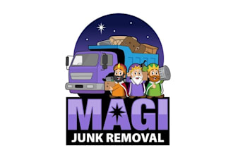 design cartoonist junk removal logo with infinite changes