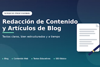 redactaré artículos de blog y contenido web en español