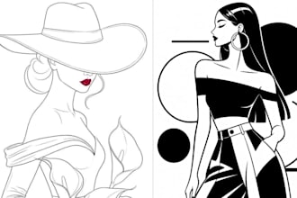 draw unique vector line art, portrait, vector illustration and product outline
