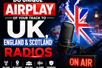 do unique airplay of your track to UK, england and scotland radios
