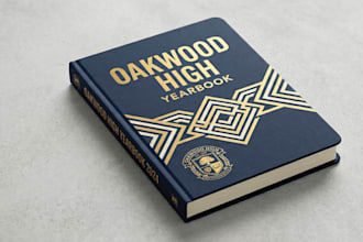 design a modern, professional school yearbook, graduation book, or memory book
