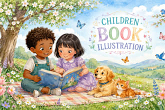draw children book illustration and children storybook