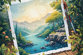 create hand painted watercolor children book illustrations