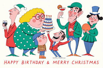 do cartoon caricature for christmas card, birthday, group