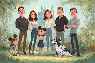 do a professional disney family portrait