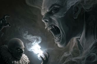paint realistic horror, dark art for you