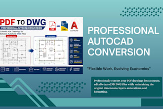 convert PDF to dwg, autocad, dfx best cad conversion service