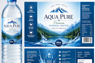 design a premium water bottle, juice and beverage label