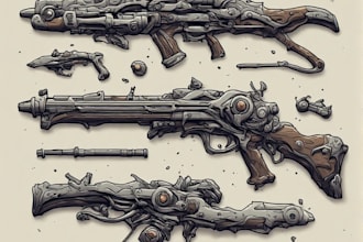 high quality weapon concept art for gaming and more