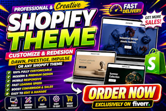 design redesign customize shopify dawn, prestige, impulse or any shopify theme