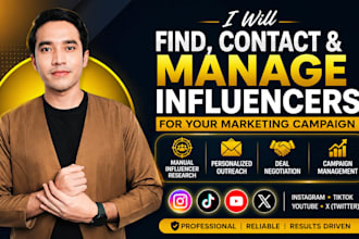 find, contact, and help close deals with influencers for your marketing