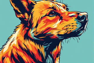 custom create professional animal pop art illustration