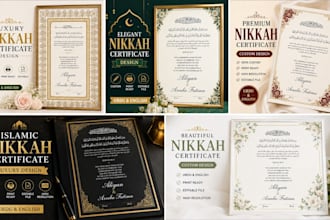design a luxury custom islamic nikkah certificate