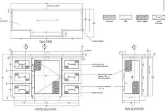 create furniture technically drawing into autocad