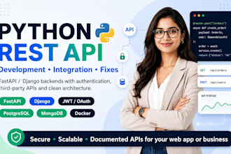 develop, integrate, fix and optimize rest apis in python