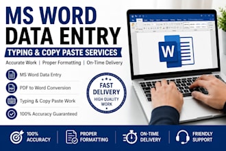do accurate ms word data entry and typing