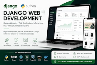 build custom full stack django web apps with rest api