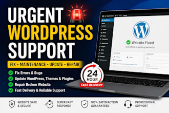 urgently support help fix maintenance update repair wordpress website