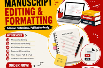 manuscript, manuscript editing, manuscript formatting, KDP ebooks