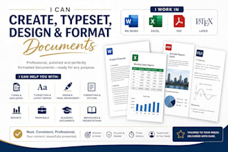 design, format, edit and typeset professional documents in ms word and latex