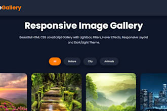 create a responsive HTML CSS javascript website landing page