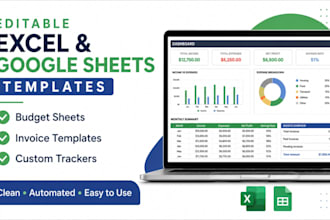 create editable excel google sheet, spreadsheet or invoice template