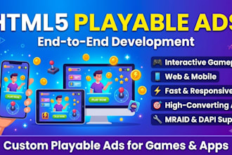 provide playable ads development, end to end, for web, mobile