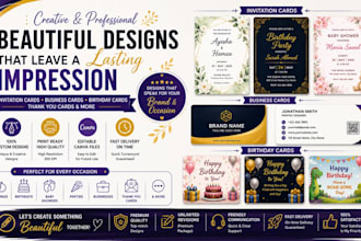 design professional business, invitation and thank you cards